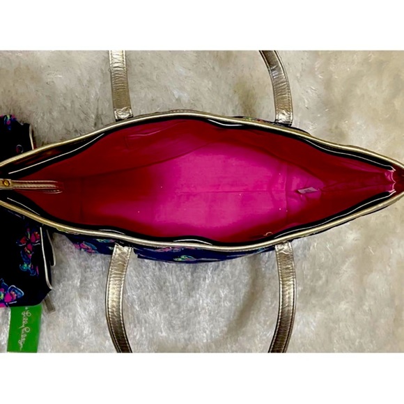 LILLY PULITZER GRAIL SET I'VE GOT BUTTERFLIES TOTE AND SMALL ACCESSORY BAG - Picture 2 of 7